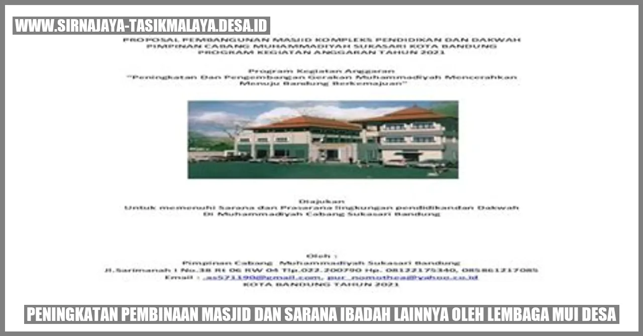 Peningkatan Pembinaan Masjid dan Sarana Ibadah Lainnya oleh Lembaga MUI Desa