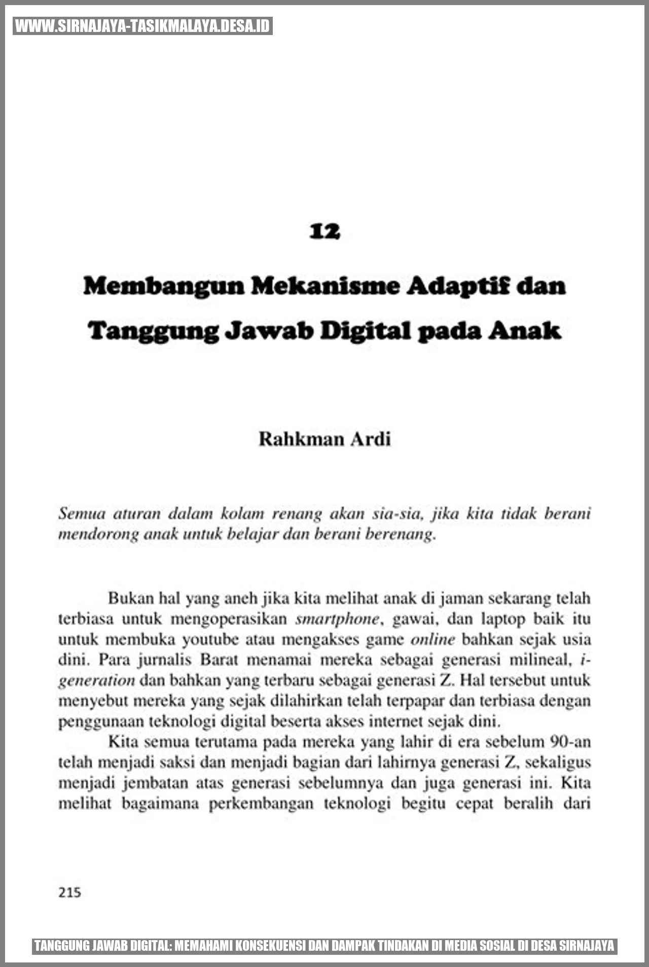 Tanggung Jawab Digital: Memahami Konsekuensi dan Dampak Tindakan di Media Sosial di Desa Sirnajaya